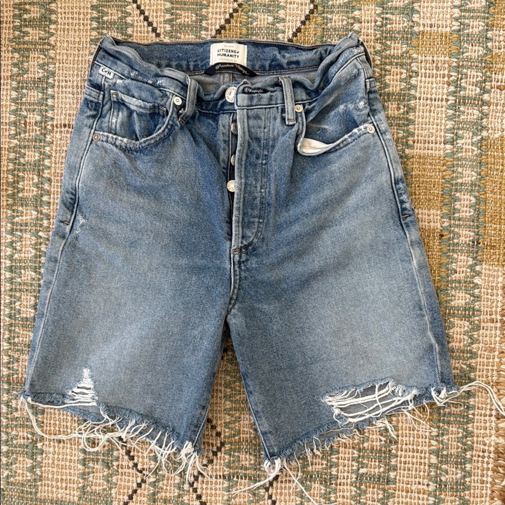Citizens Of Humanity Blue Jean Shorts Distressed Cut-Offs